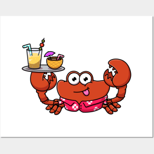 Crab Serving Drinks Posters and Art